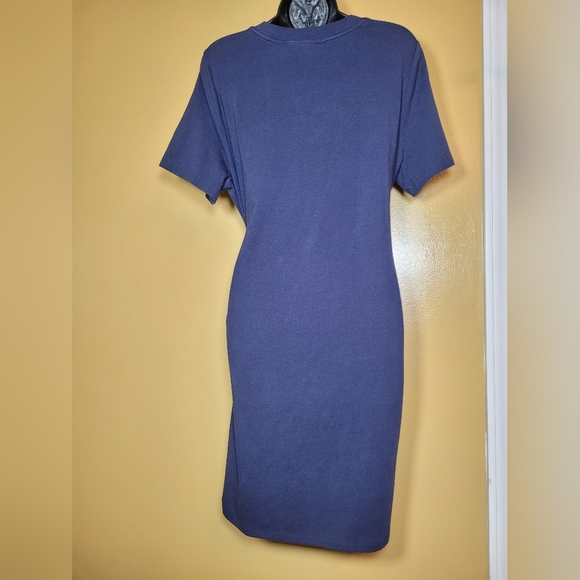 On 34th Faux Wrap Blue Dress Sz L - Picture 3 of 9